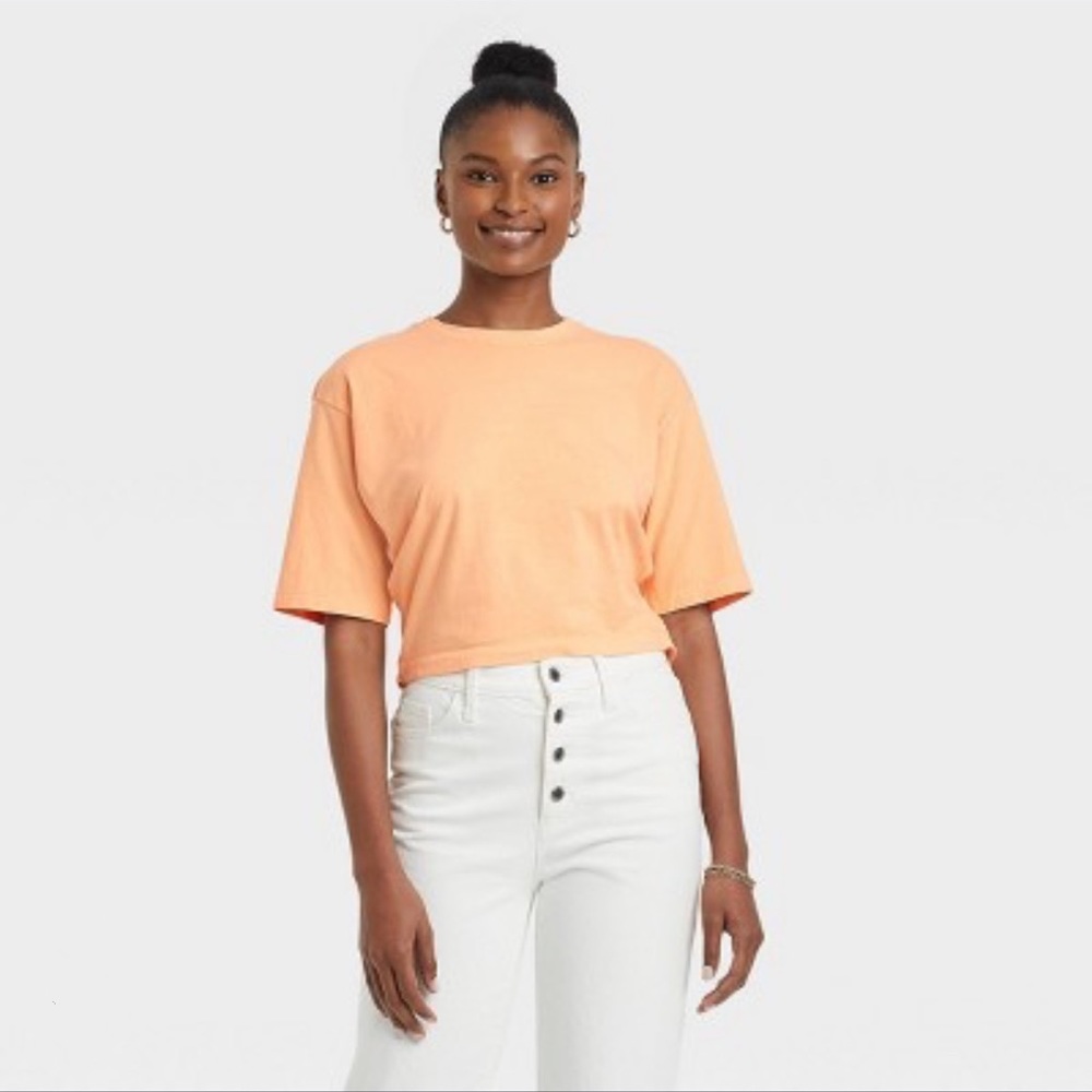 Universal Thread Tie Back Shortsleeved Shirt in Creamsicle Orange Size Medium
